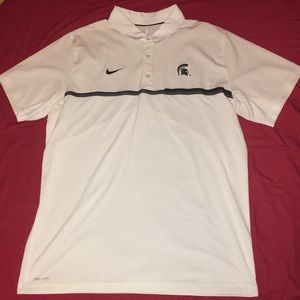 Michigan State Spartans White Nike DriFit Polo XL